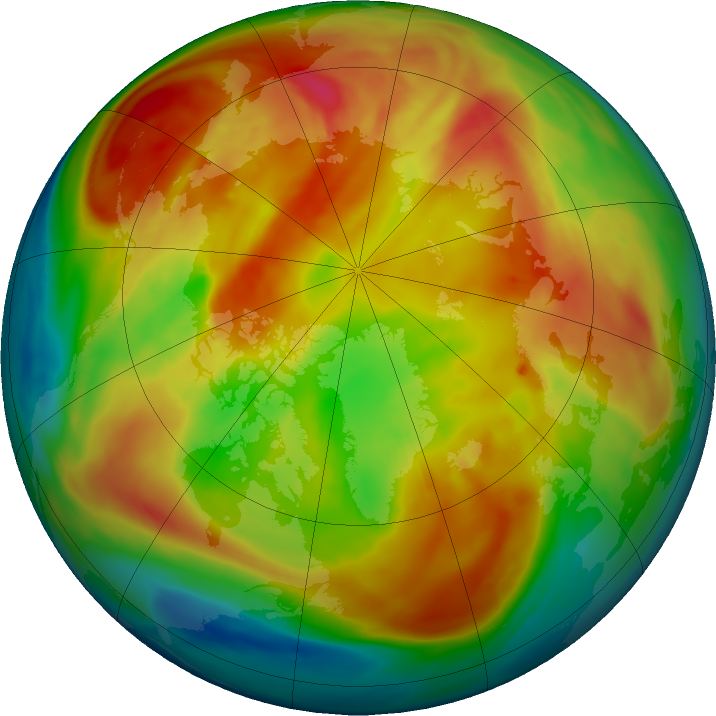 Arctic ozone map for 14 February 2021